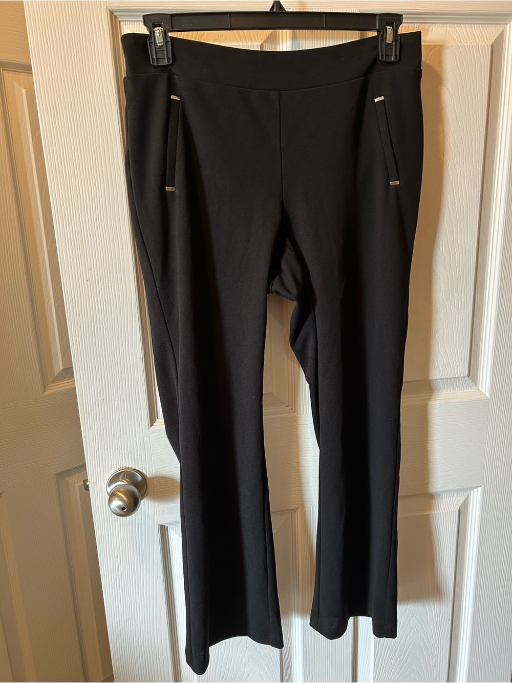 Soho Apparel Ltd. 1X Black Boot Cut Pull-On Pants Polyester/Spandex Decent Shape